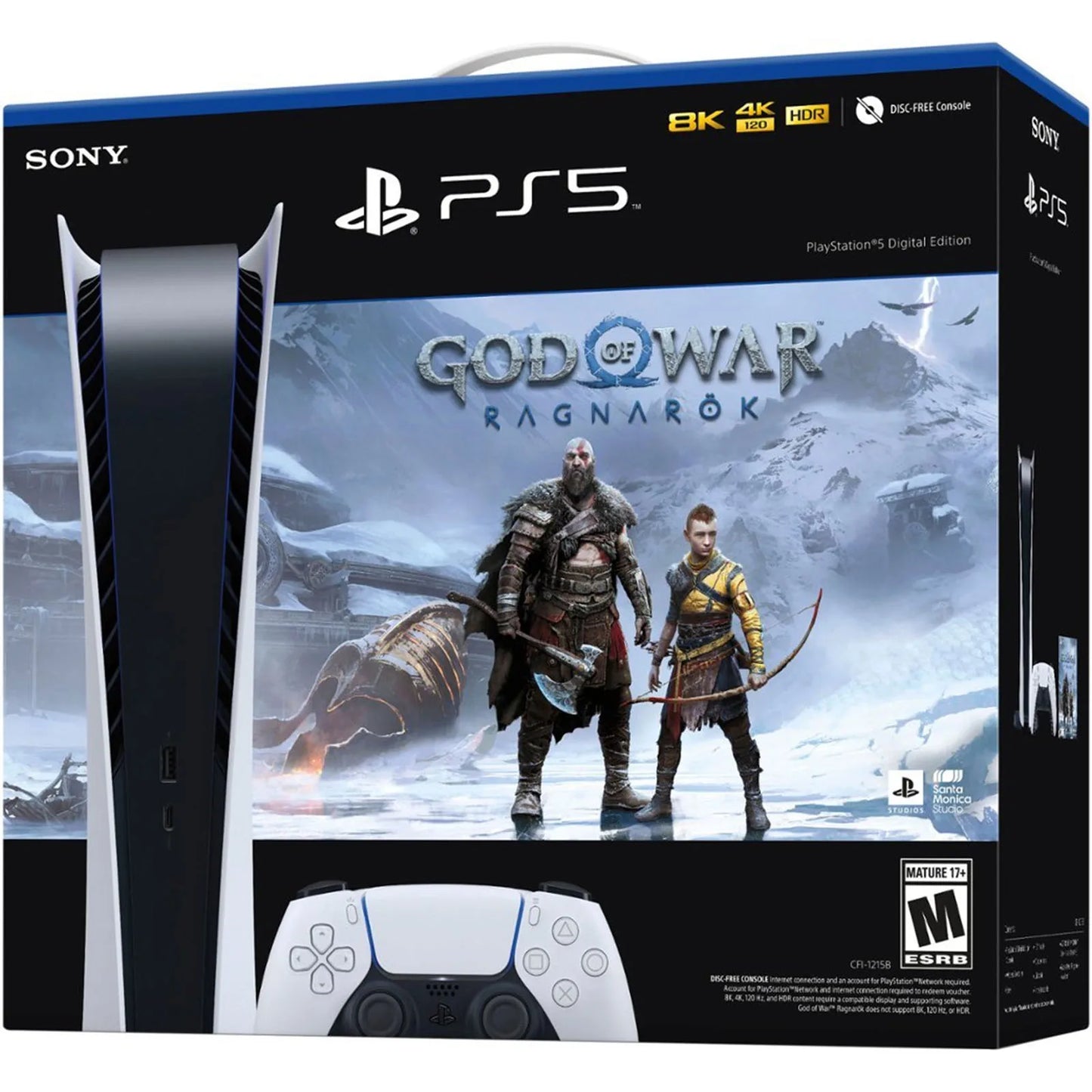 Sony PS5 PlayStation 5 Digital Edition Bundle - God of War Ragnark, Optical Drive Version Games Ultra High Speed PS 5