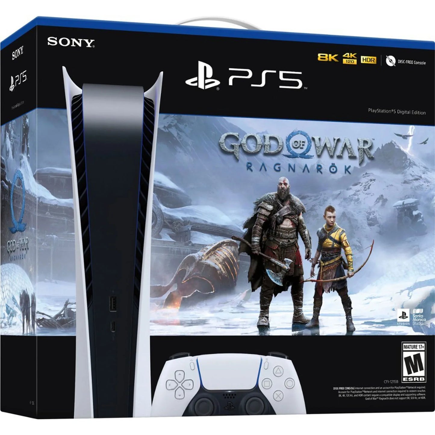 Sony PS5 PlayStation 5 Digital Edition Bundle - God of War Ragnark, Optical Drive Version Games Ultra High Speed PS 5