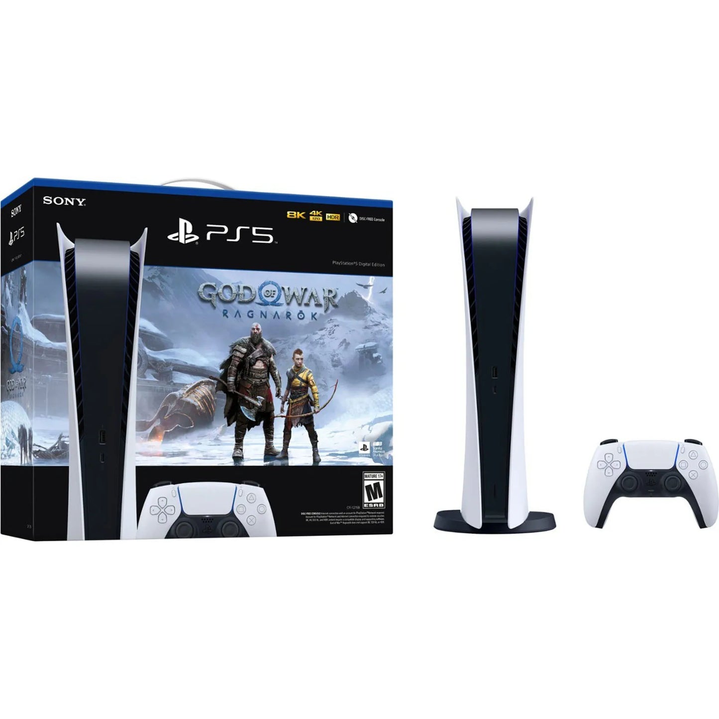 Sony PS5 PlayStation 5 Digital Edition Bundle - God of War Ragnark, Optical Drive Version Games Ultra High Speed PS 5