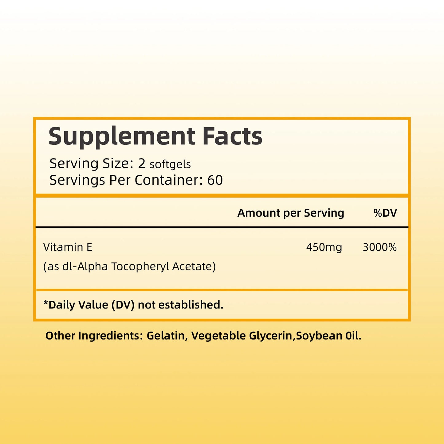 Vitamin E Capsules 450mg - Anti-aging, Support Skin, Heart and Immune Health - 120 Capsules