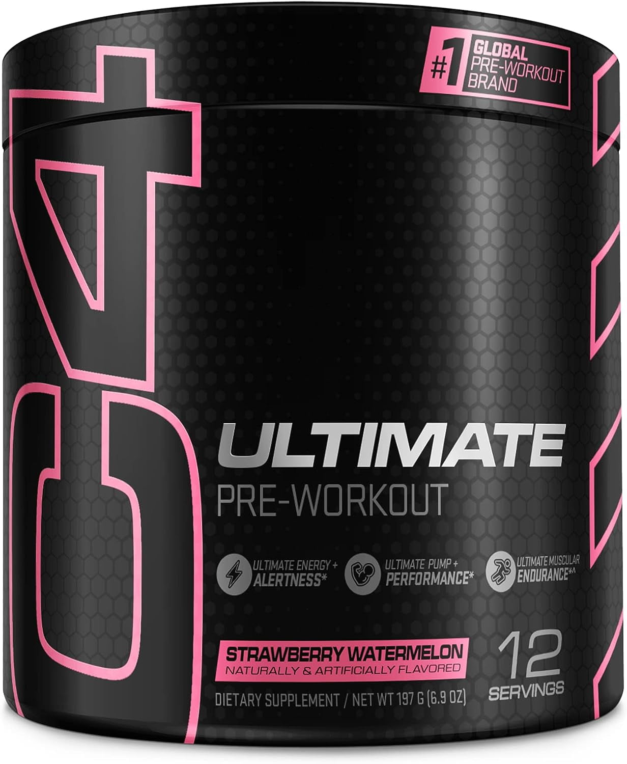 Cellucor C4 Ultimate Pre Workout Powder Strawberry Watermelon Sugar Free Preworkout Energy Supplement for Men & Women 300mg Caffeine,3.2g Beta Alanine ,2 Patented Creatines 12 Servings