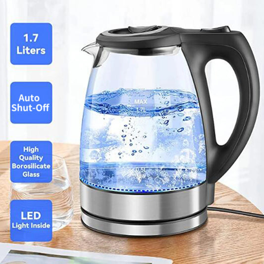 1.7L Electric Kettle Glass Hot Water Kettle Fast Heating Electric Tea Kettle Water Boiler & Heater with Auto Shut-Off 2200W