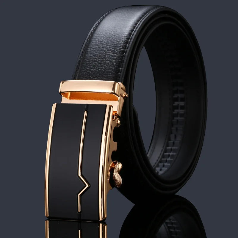 New Men's Genuine Leather Belts Automatic Buckle Cowhide Luxury Belt Business Casual High Quality Designer Male Waistband 3.5cm