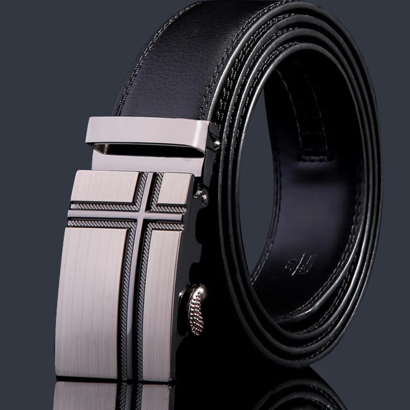 New Men's Genuine Leather Belts Automatic Buckle Cowhide Luxury Belt Business Casual High Quality Designer Male Waistband 3.5cm