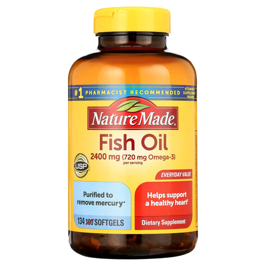 Nature Made Fish Oil 2400mg Per Serving Softgels, Omega 3 Fish Oil Supplements, 134 Count