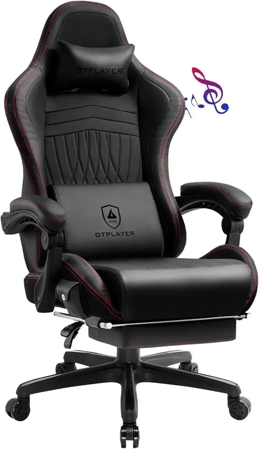 GTPLAYER Chair Computer Gaming Chair (Leather, Ivory)