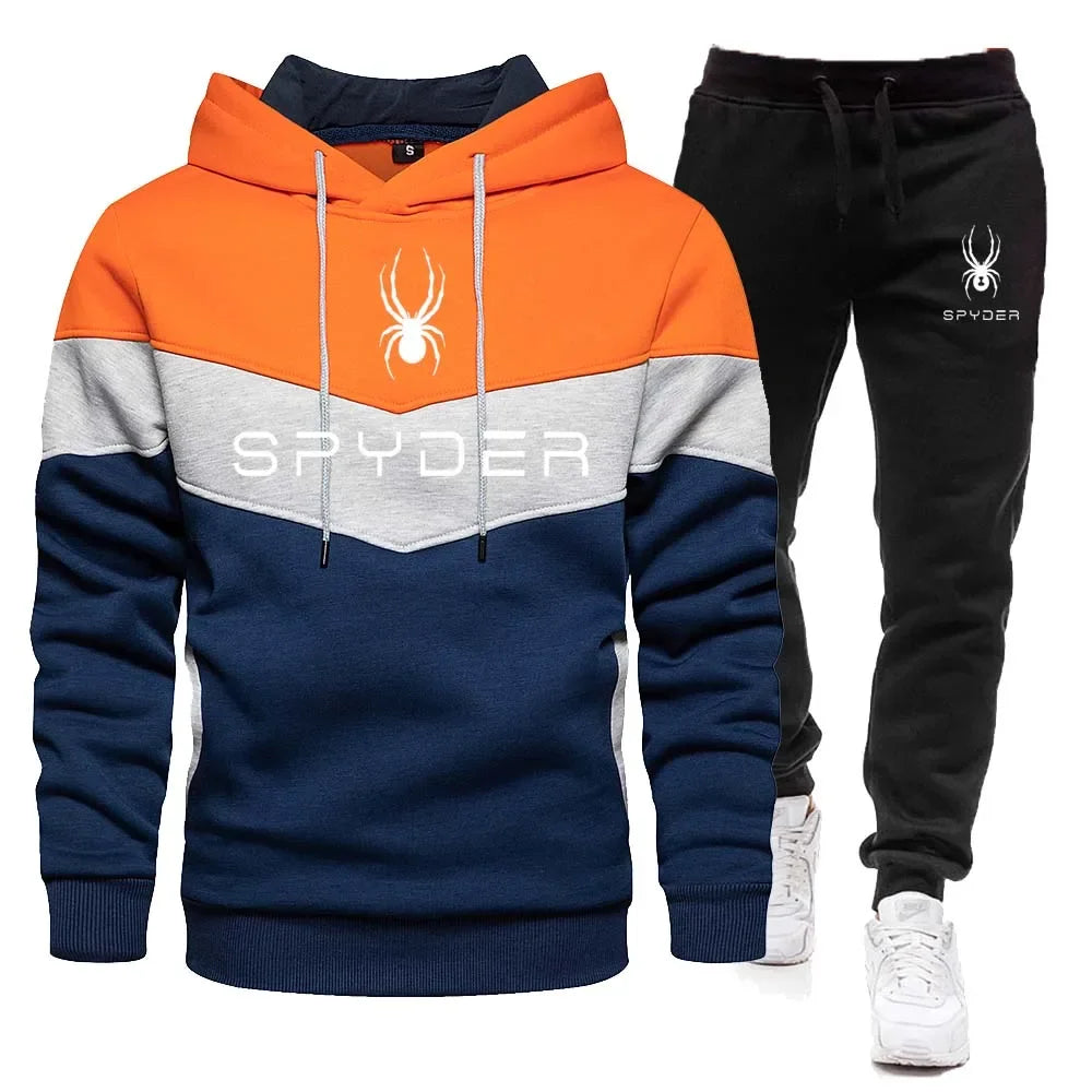 New men's autumn and winter hoodie + pants 2 sets of leisure running jogging slim fashion outdoor basketball sports suit