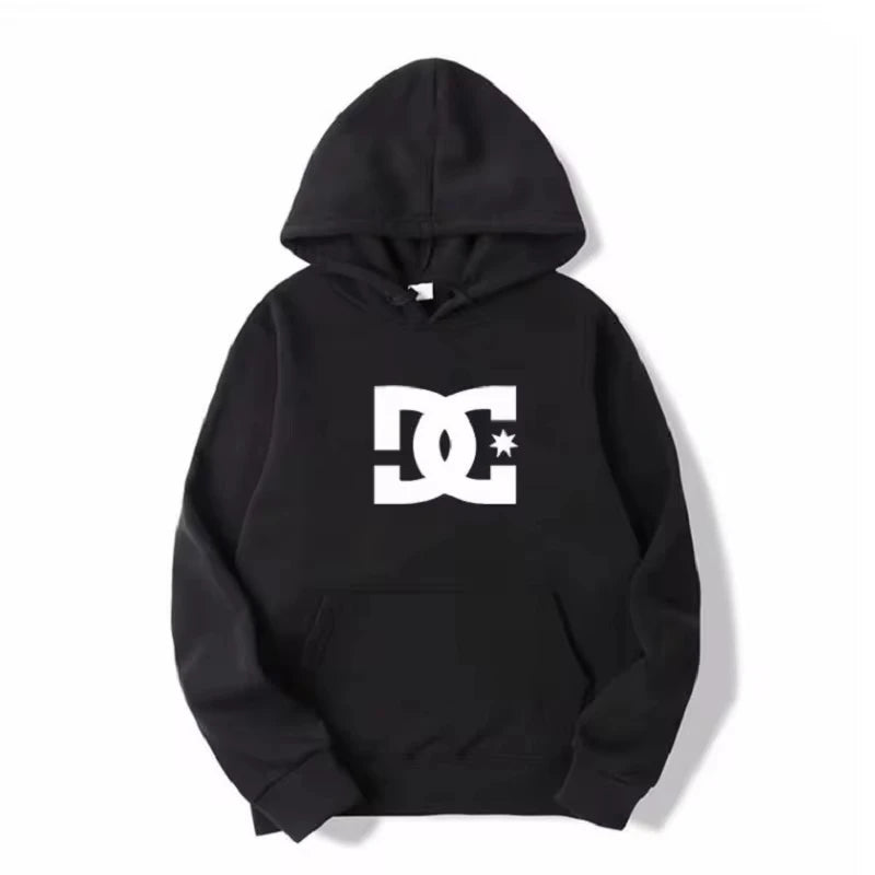 DC Letter Men's Hoodie Men's and Women's Fashion Simple Long Sleeve Sweatshirt Autumn and Winter Street Trend Large Gym Hoodie