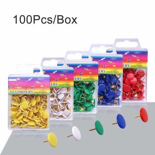 100pcs Color Push Pins Decorative Multi Functional Flat Headed Thumbtacks Pin Wall Decoration Thumbtacks Photo Pin Office School