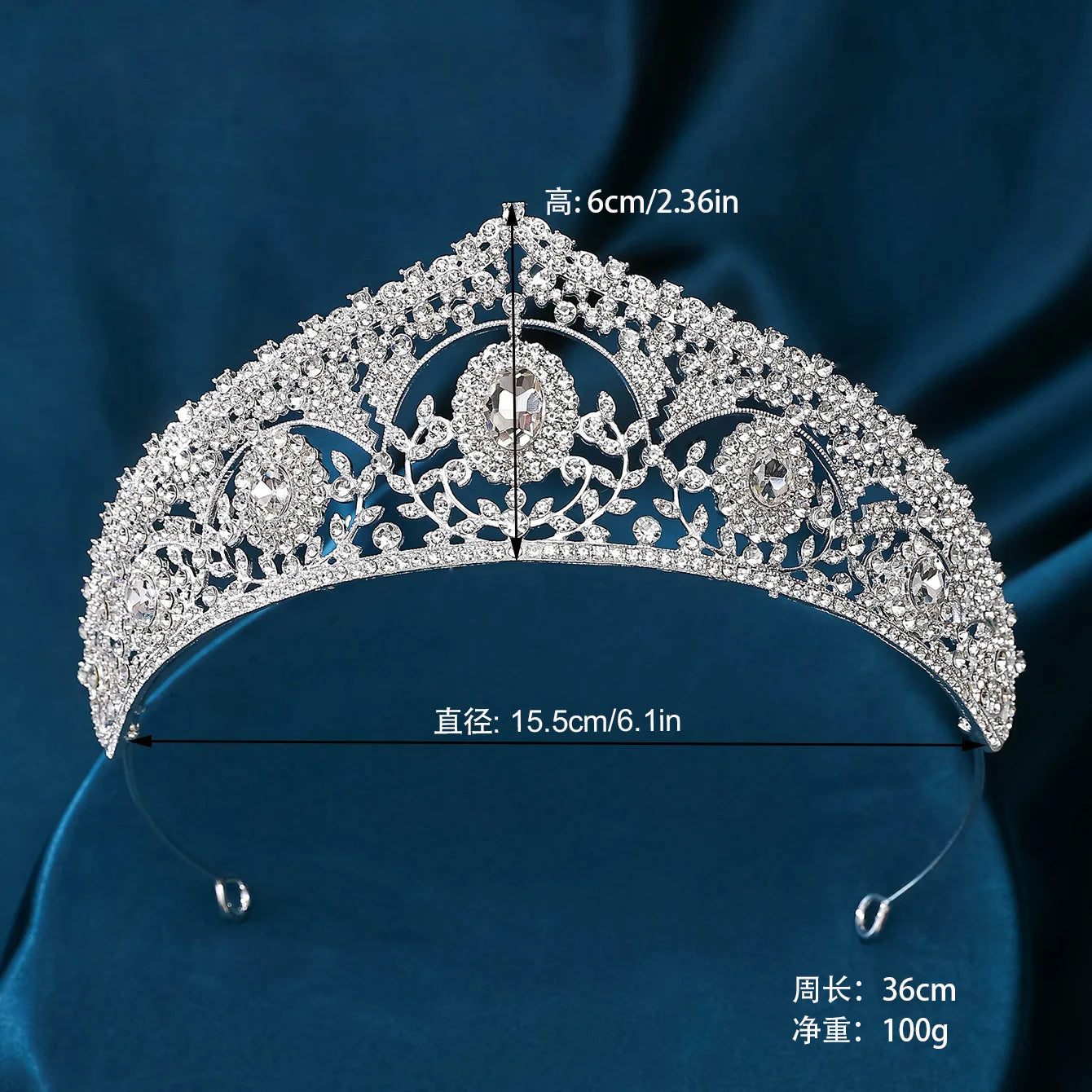 DIEZI Elegant Korean Luxury Princess Tiaras Women Silver Color White Crystal Bridal Wedding Crown Headbands Hair Accessories