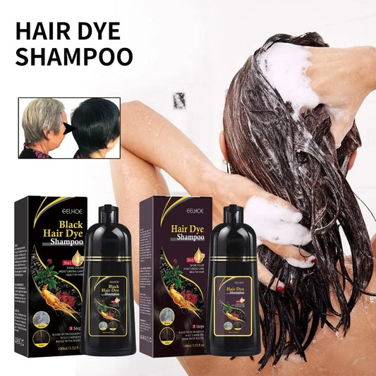 Natural Herbal Hair Dye Shampoo 3 in 1 Hair Color Shampoo for Gary Hair Dark Brown Black for Women & Men Grey Coverage 100ml