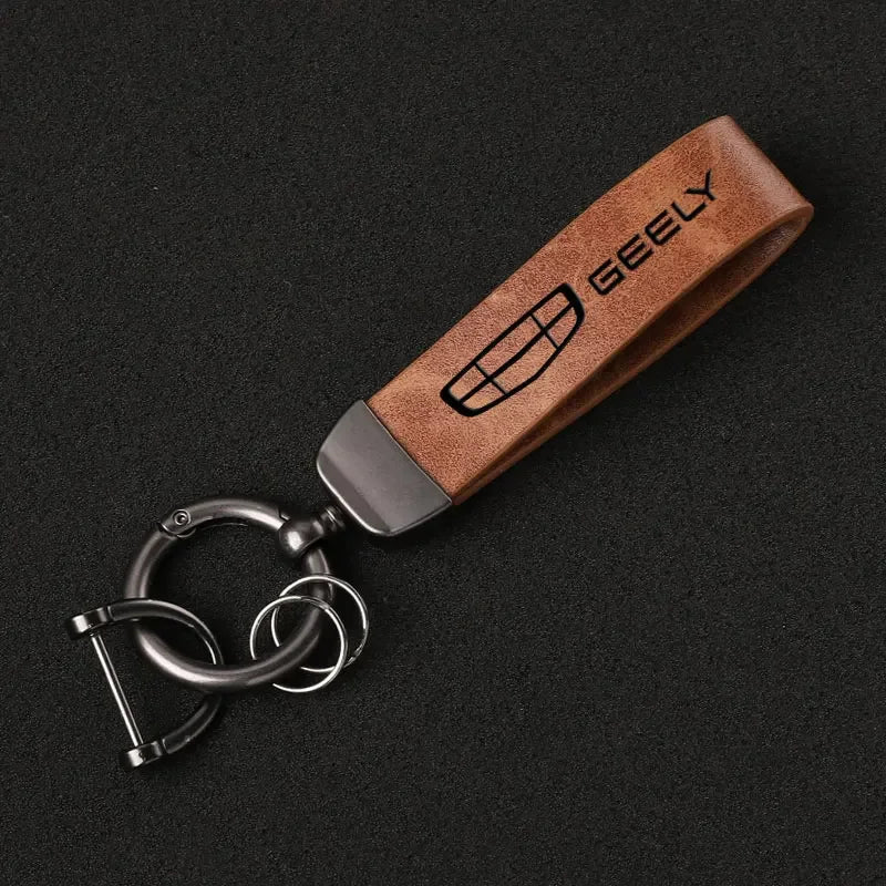 Geely Luxury Genuine Leather Keychain Car Key Ring Holder Jewelry Custom Gift For Geely Coolray Atlas Boyue Emgrand Borui Car