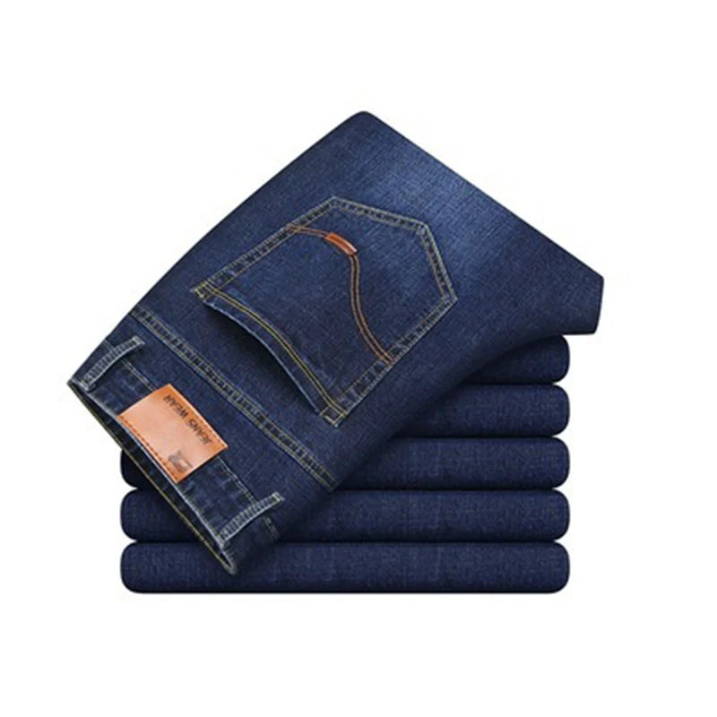 New Men Light Luxury Stretch Slim Fit Pants Comfortable Soft Business Fashion Straight Casual Denim Trousers Male Brand Clothing