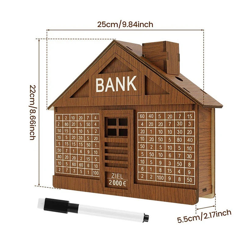 1000/2000 Euro Wooden Piggy Bank For Adult Kids Money Saving Box With Saving Goal And Numbers Boxes Reusable Money Box