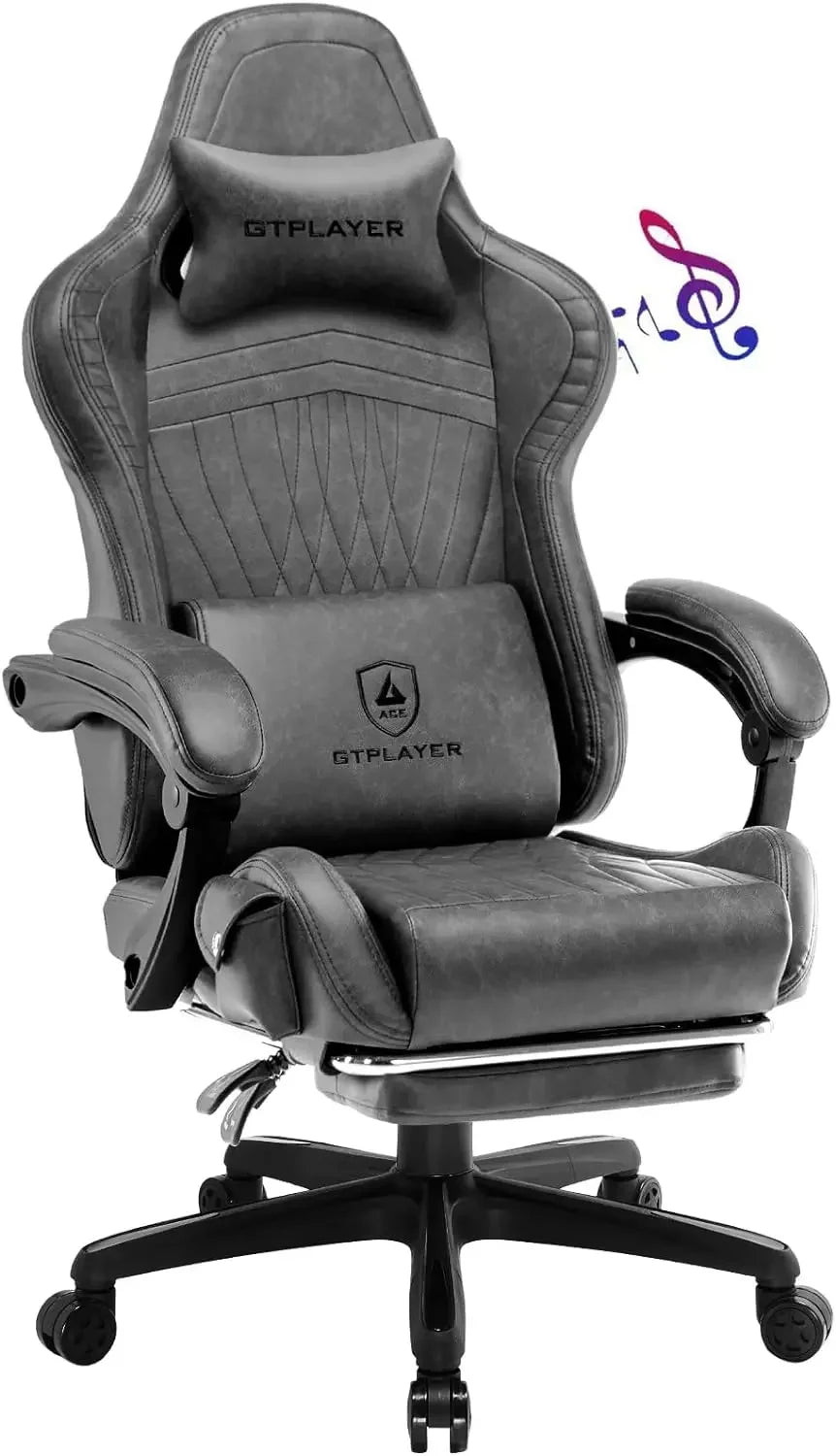 GTPLAYER Chair Computer Gaming Chair (Leather, Ivory)