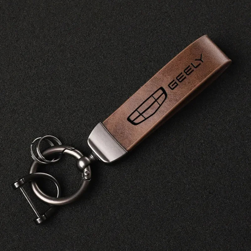 Geely Luxury Genuine Leather Keychain Car Key Ring Holder Jewelry Custom Gift For Geely Coolray Atlas Boyue Emgrand Borui Car