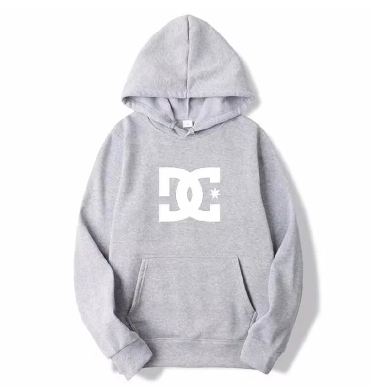 DC Letter Men's Hoodie Men's and Women's Fashion Simple Long Sleeve Sweatshirt Autumn and Winter Street Trend Large Gym Hoodie