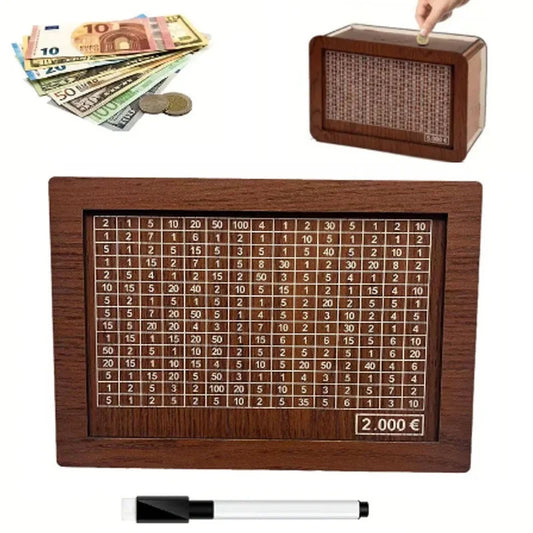 Saving Box 10000$ Piggy Banks To Save10000 Euros Money Vault Children's Purse Deposit with Counter Eur Wooden Box CXG01