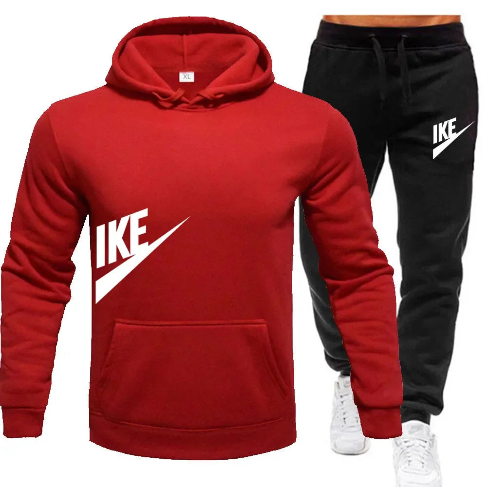 New men's sports hoodie + sports pants 2 sets, fashion printed autumn and winter men's and women's leisure suits, street clothes