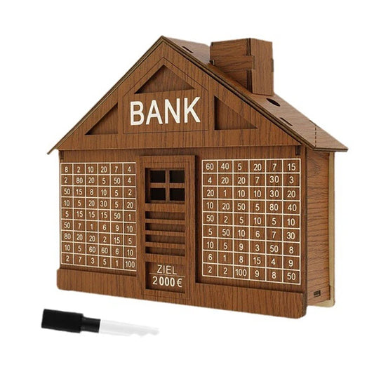 1000/2000 Euro Wooden Piggy Bank For Adult Kids Money Saving Box With Saving Goal And Numbers Boxes Reusable Money Box