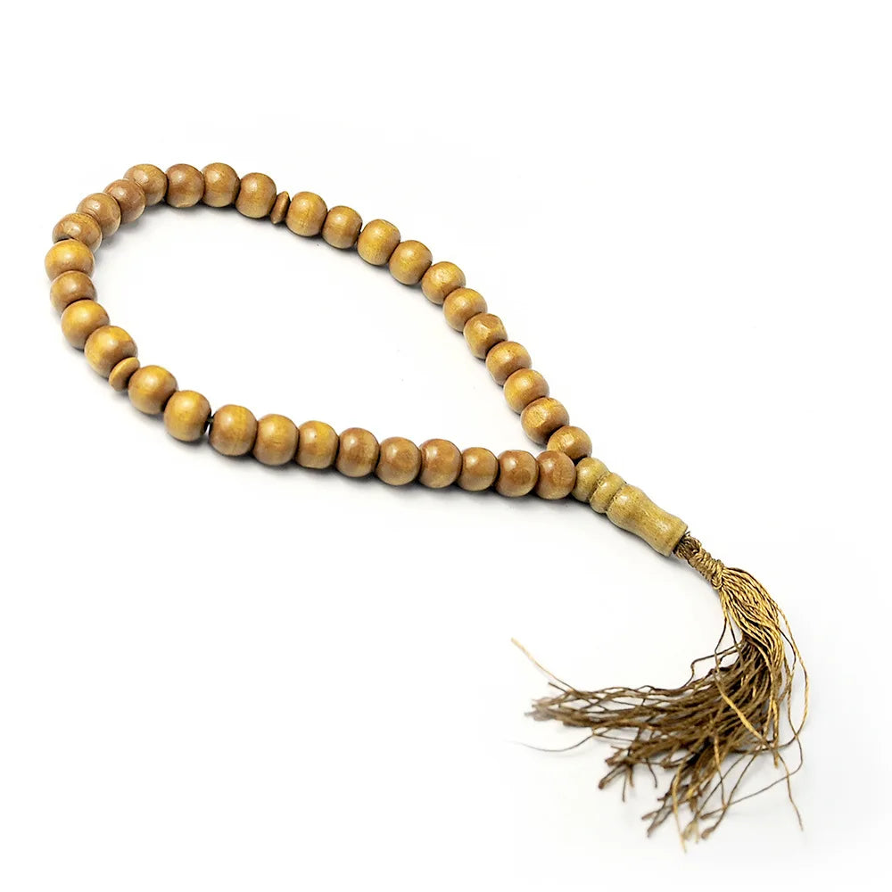 Natural Wood Muslim Man Tasbih Prayer Beads Islamic Wooden Eid Ramadan Subhah Masbahah Quality Jewelry Gifts Rosary 33/99 Beads