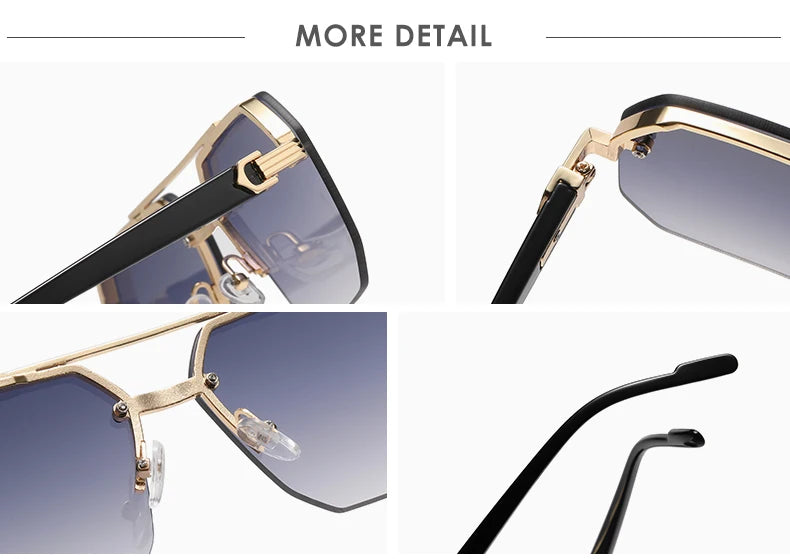 New Men's Metal Sunglasses Square Half Frame Rice Nails Casual Trend Personality Retro Fashion Outdoor Sports Eyeglasses