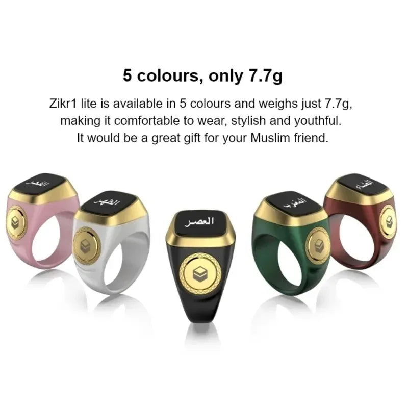 Smart Tasbih Tally Counter Ring For Muslims Zikr Digital Tasbeeh 5 Prayer Time Reminder Bluetooth High-end Smart Wearable Rings