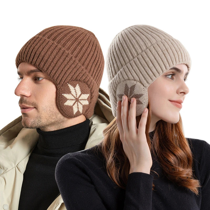 Winter Men's & Women's Warm Knitted Woolen Hat Outdoor Ear Protection Plus Velvet Beanie For Women's Pullover Hats