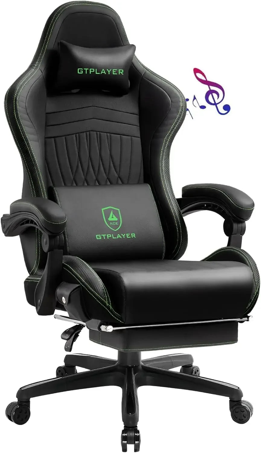 GTPLAYER Chair Computer Gaming Chair (Leather, Ivory)