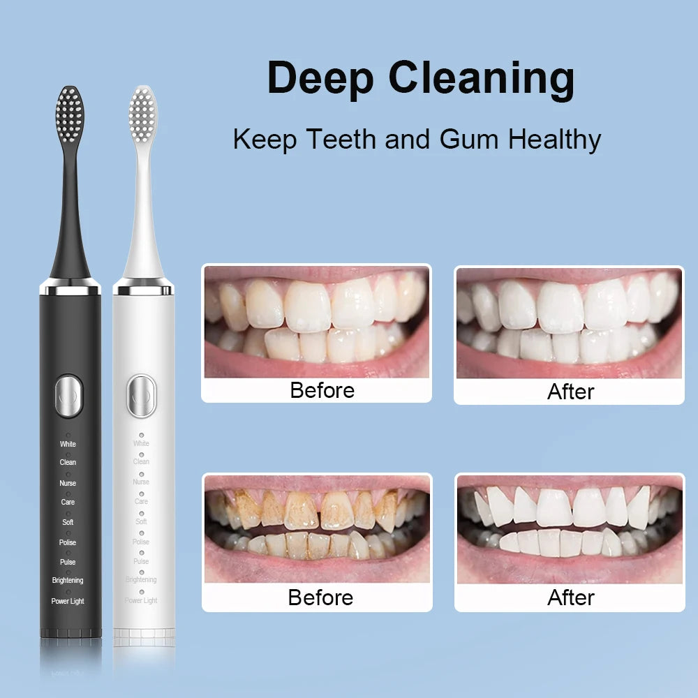 Electric Toothbrush For Teeth Brushes Sonic Vibration Dental Tooth Whitening Cleaner USB Rechargeable Oral Care Toothbrush