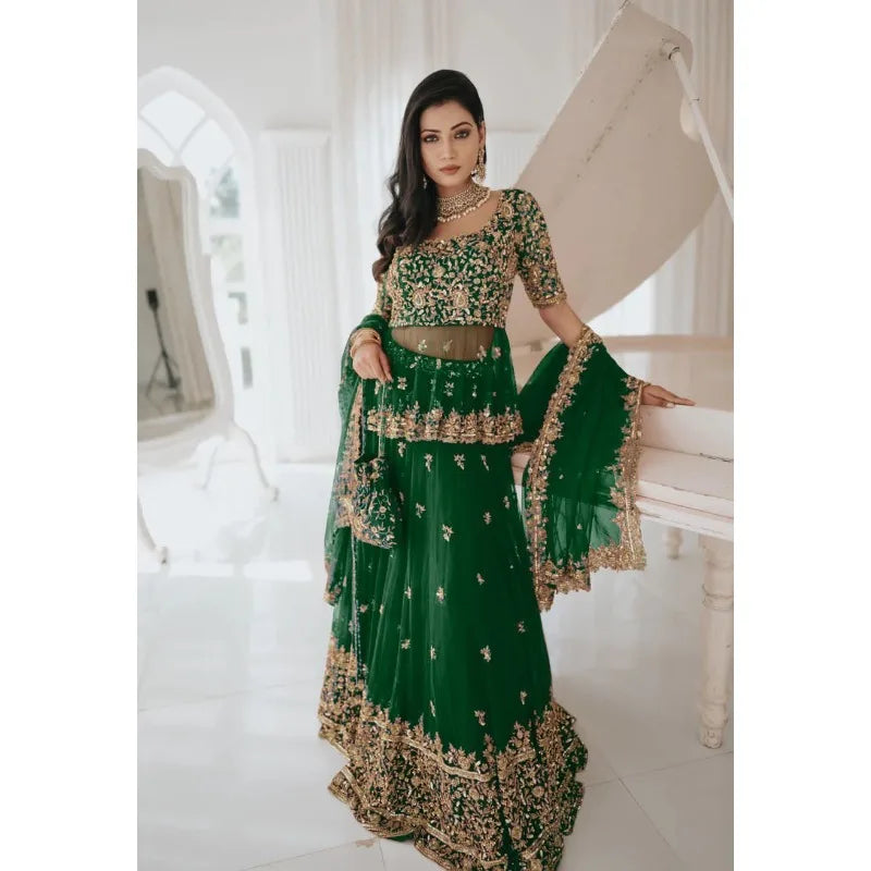 Designer Lehenga CholI Bollywood Wedding Party PakistanI Wear Fullystitch