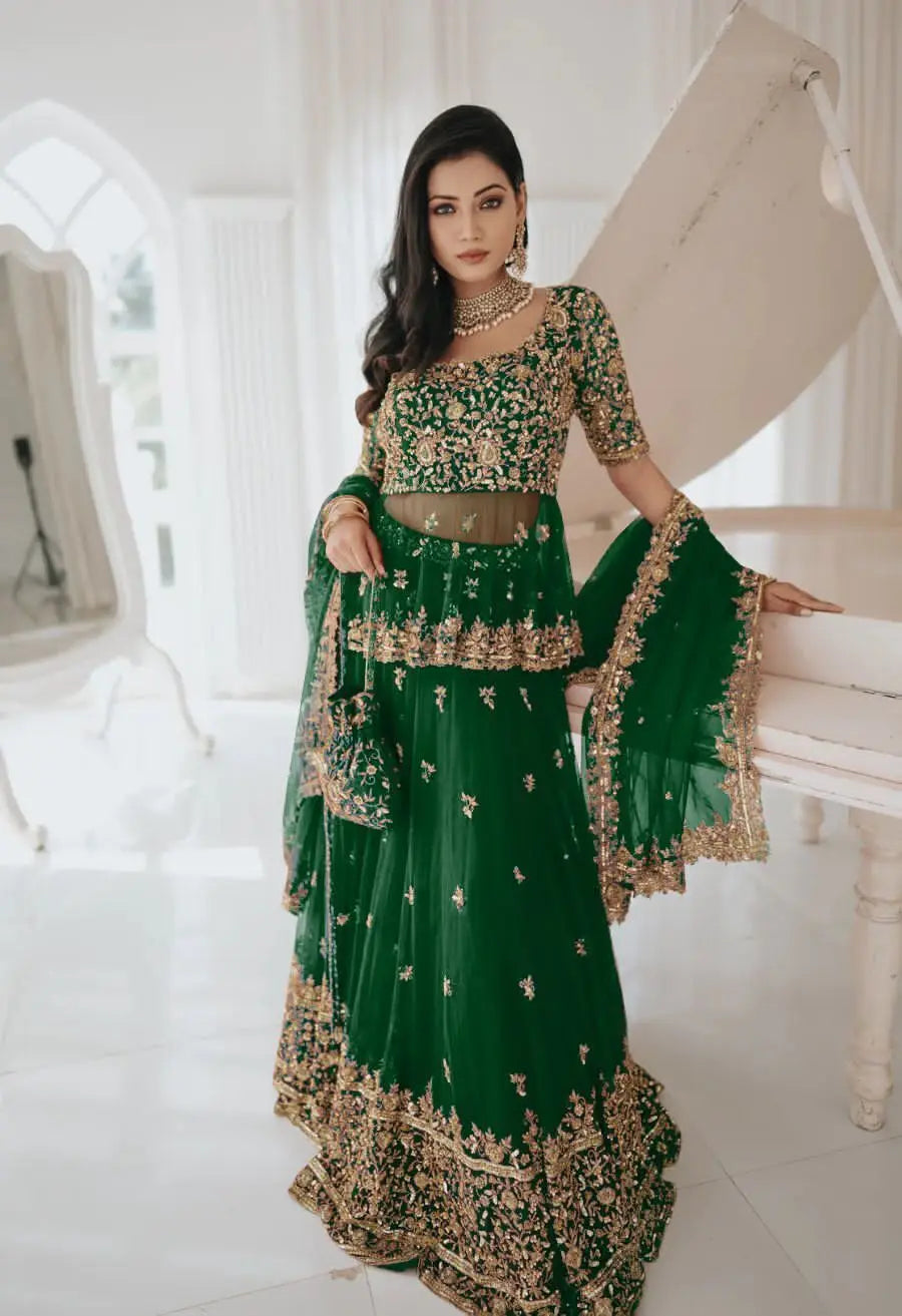 Designer Lehenga CholI Bollywood Wedding Party PakistanI Wear Fullystitch