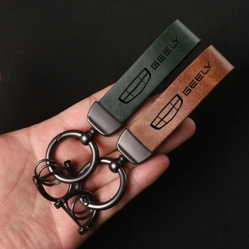 Geely Luxury Genuine Leather Keychain Car Key Ring Holder Jewelry Custom Gift For Geely Coolray Atlas Boyue Emgrand Borui Car