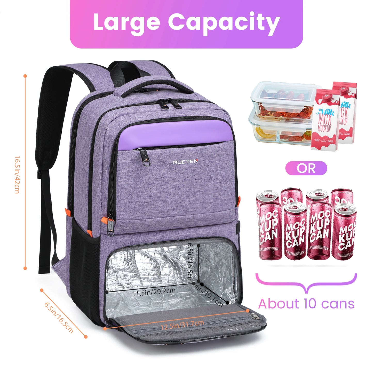 Lunch Backpack Insulated Cooler Picnic Bag Multifunctional Travel Bag Large Capacity Outdoor Picnic Camping Waterproof Backpack