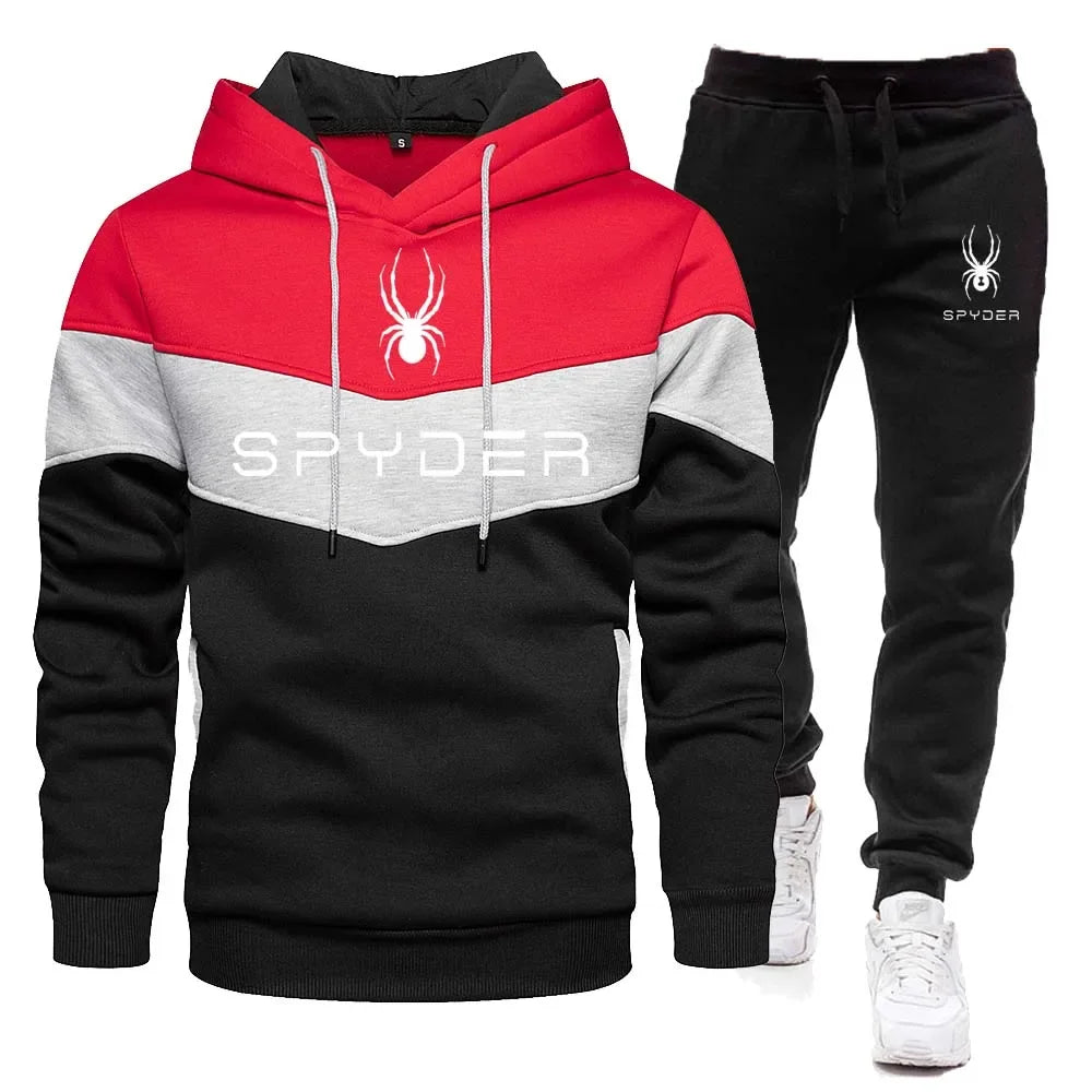 New men's autumn and winter hoodie + pants 2 sets of leisure running jogging slim fashion outdoor basketball sports suit