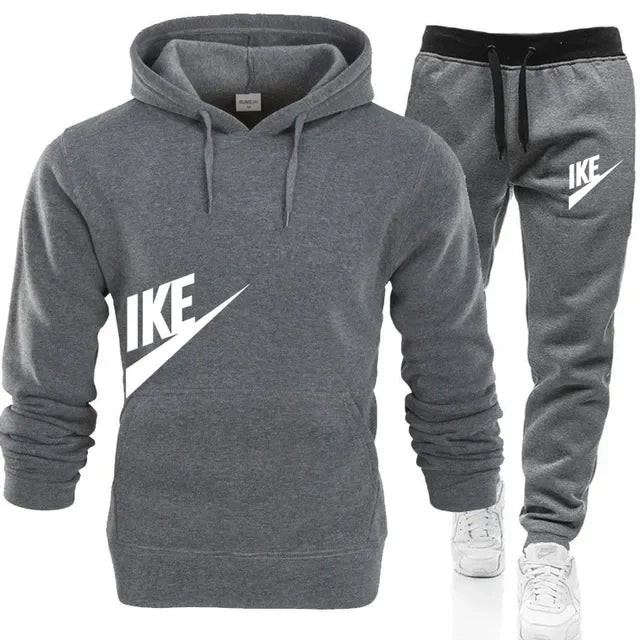 New men's sports hoodie + sports pants 2 sets, fashion printed autumn and winter men's and women's leisure suits, street clothes