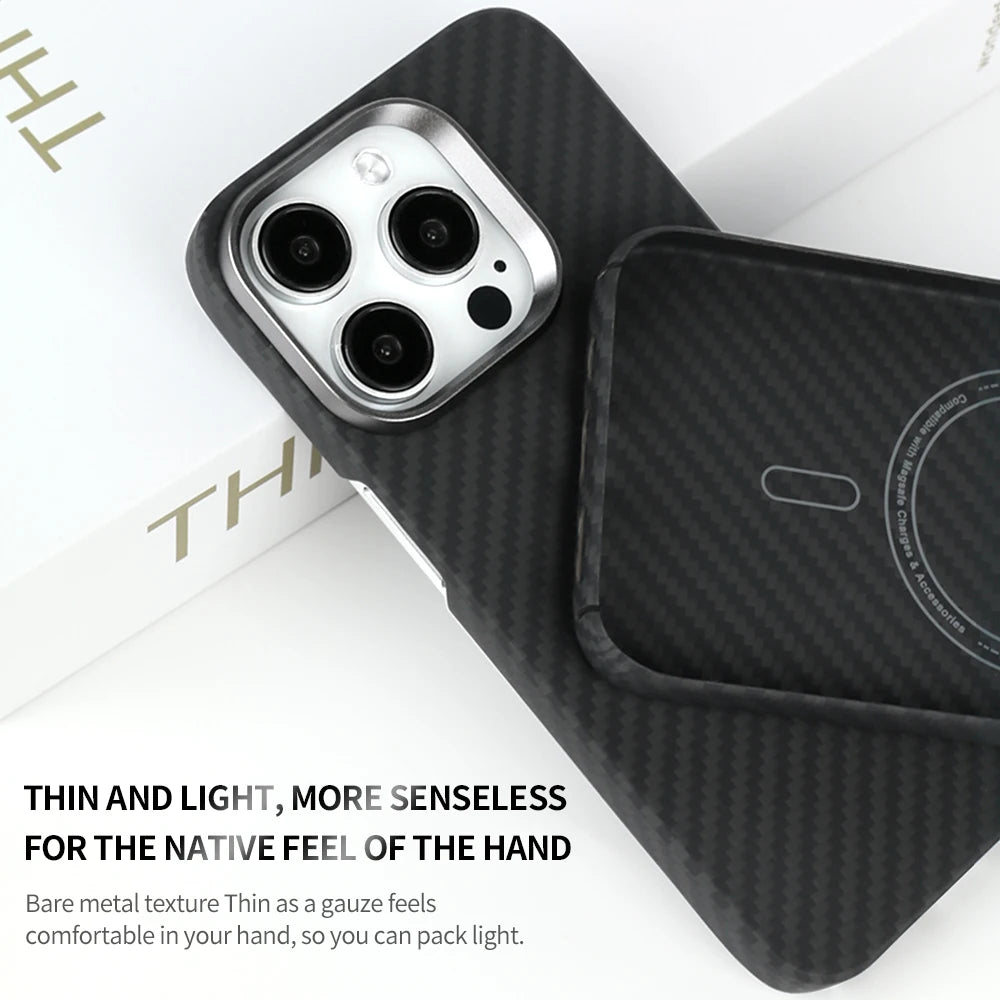 For Magsafe Magnetic Carbon Fiber Case For iPhone 15 Pro Max Cover 1500D Ultra Thin Aramid Fiber Cases for iPhone 15 15 Pro