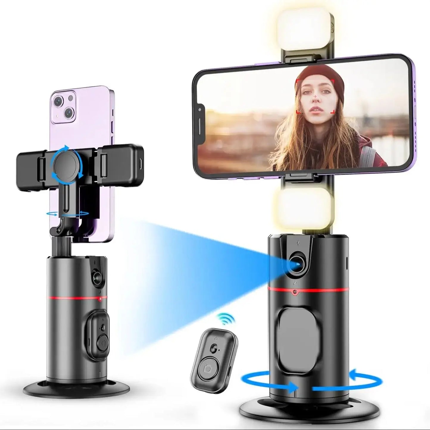 Auto Face Tracking Phone Selfie Stick Smart 360°Rotation Gimbal Ai Follow-Up Video Vlog Live Stabilizer Tripod for Mobile iPhone