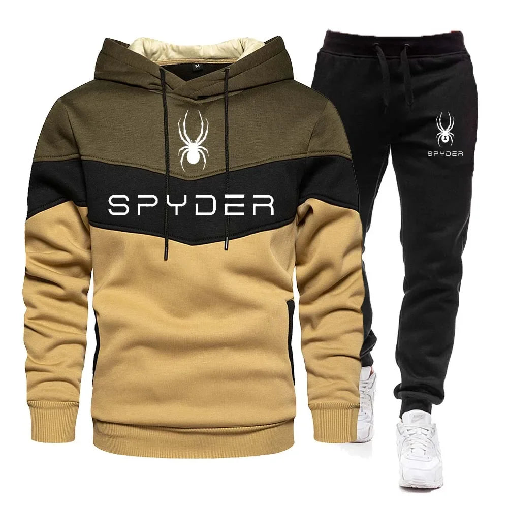 New men's autumn and winter hoodie + pants 2 sets of leisure running jogging slim fashion outdoor basketball sports suit