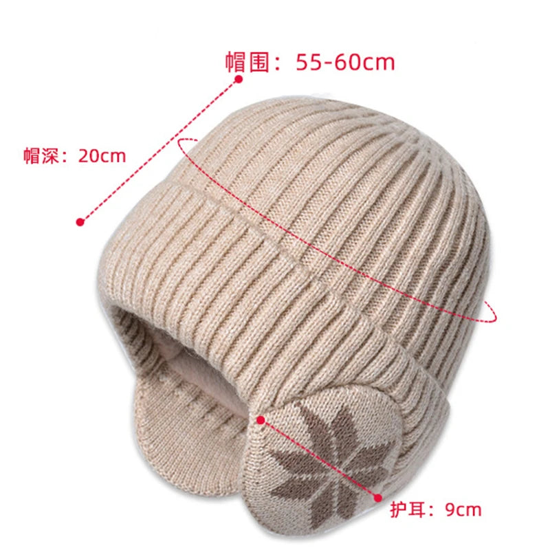 Winter Men's & Women's Warm Knitted Woolen Hat Outdoor Ear Protection Plus Velvet Beanie For Women's Pullover Hats