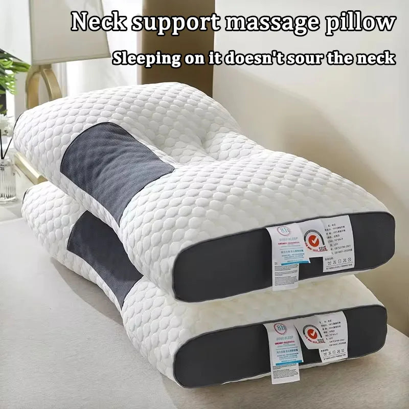 New Neck Pillow Help Sleep and Protect The Neck Cervical Orthopedic Household Soybean Fiber Massage SPA Pillow for Sleeping