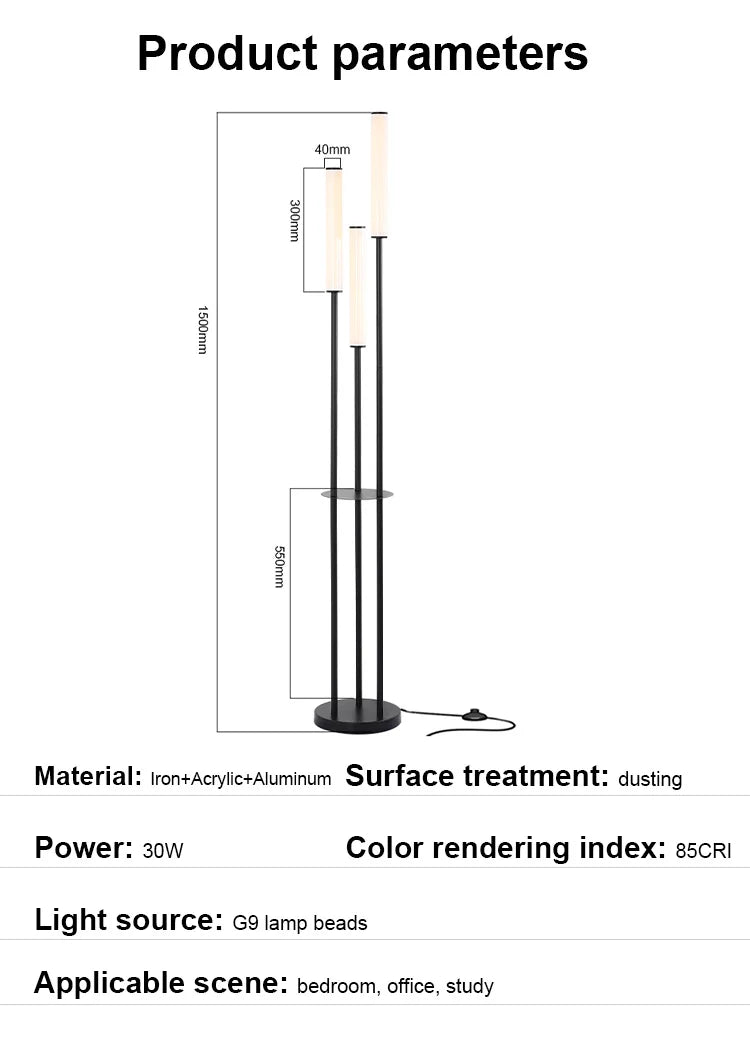 LED Shelf Floor Lamp Storage Standing Lighting Dimmable LED Floor lamp Indoor with remote control for Home Decoration Modern