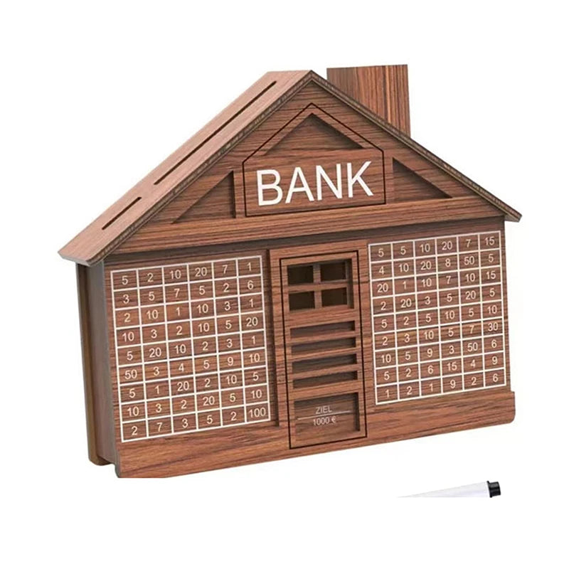 1000/2000 Euro Wooden Piggy Bank For Adult Kids Money Saving Box With Saving Goal And Numbers Boxes Reusable Money Box