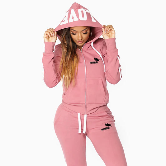 Gym Two Piece Sets for Women Jogging Women's Tracksuit Sports Comfortable Zip Hoodie Outdoors Slim Fit Casual Daily High Quality