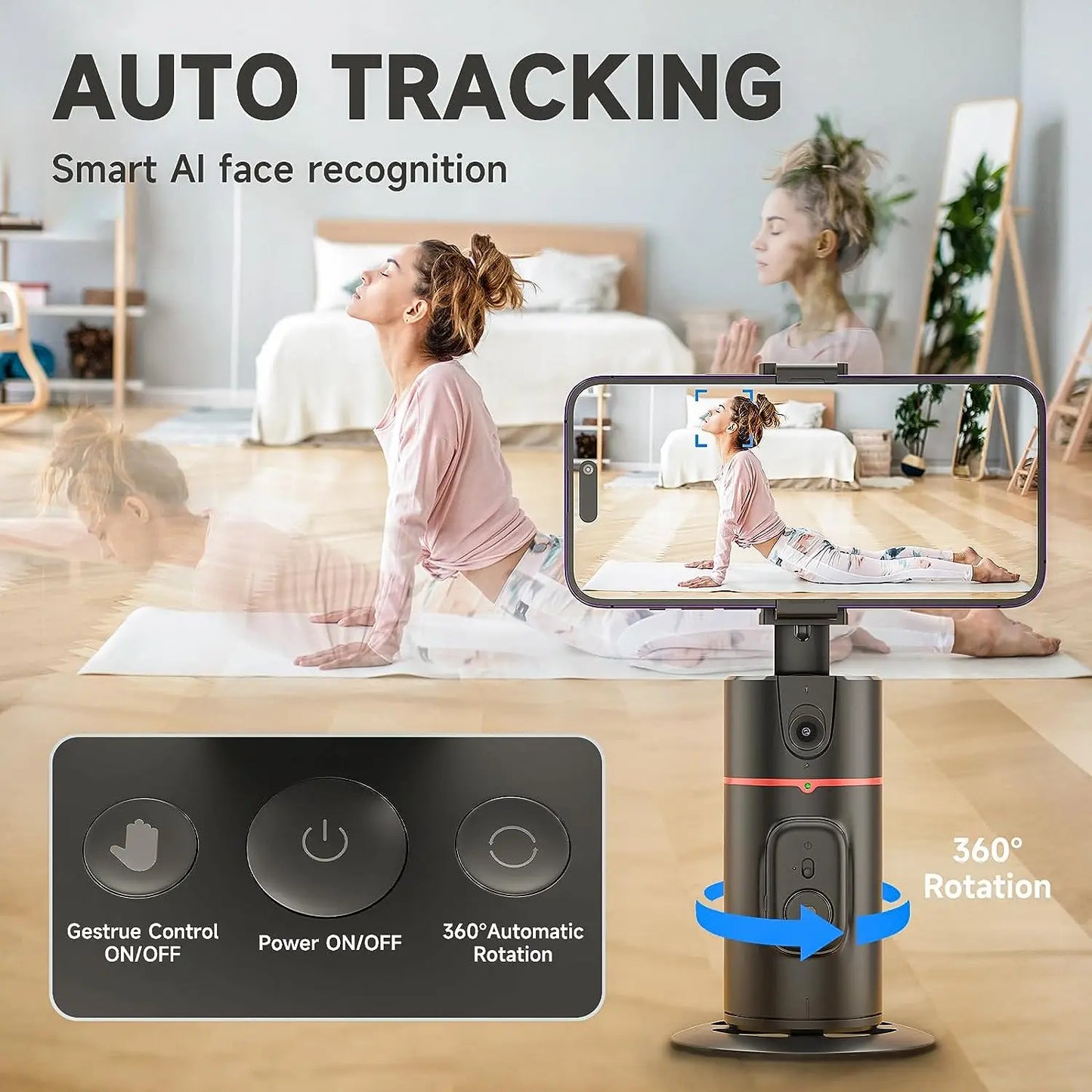 Auto Face Tracking Phone Selfie Stick Smart 360°Rotation Gimbal Ai Follow-Up Video Vlog Live Stabilizer Tripod for Mobile iPhone