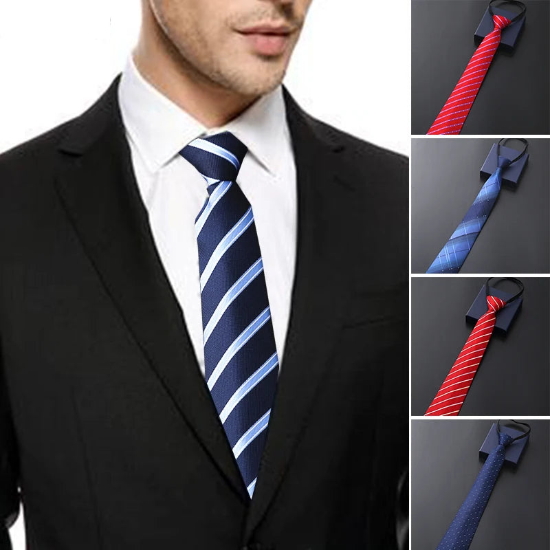 8cm Jacquard Lazy Zipper Cravat Necktie Great Quality Birthday Gift Tie For Men Boyfriend Formal Clothing Classic Fashion Ties