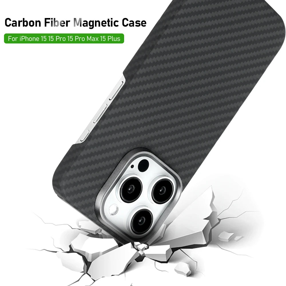 For Magsafe Magnetic Carbon Fiber Case For iPhone 15 Pro Max Cover 1500D Ultra Thin Aramid Fiber Cases for iPhone 15 15 Pro