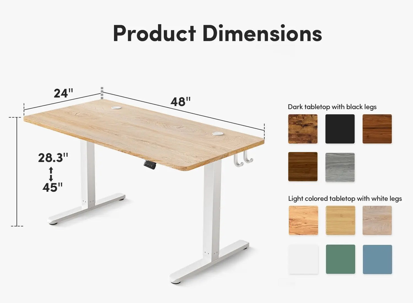 48 x 24 Inches Height Adjustable Stand up Desk, Sit Stand Home Office Desk, Computer Desk, Maple