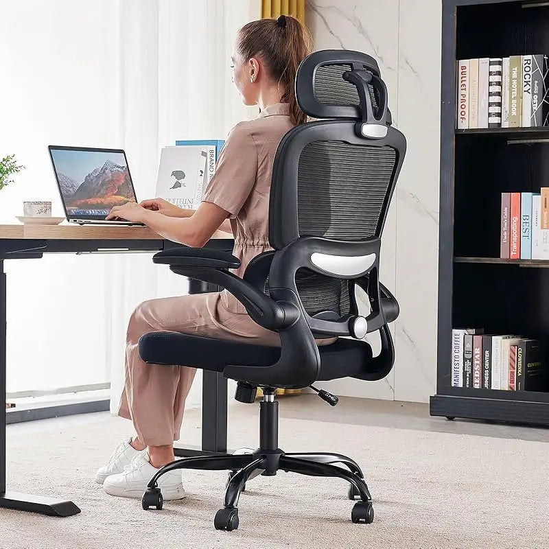 Office Desk Chairs with Wheels, Comfortable Gaming Chair, High Back Office Chair for Long Hours (Black)