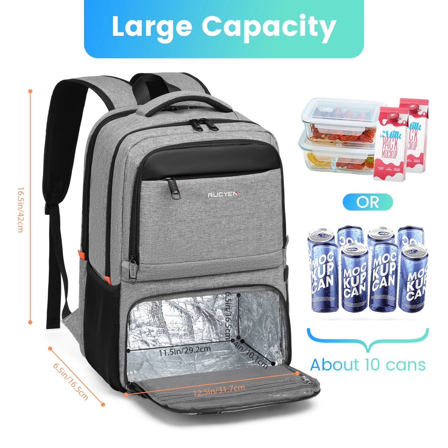 Lunch Backpack Insulated Cooler Picnic Bag Multifunctional Travel Bag Large Capacity Outdoor Picnic Camping Waterproof Backpack